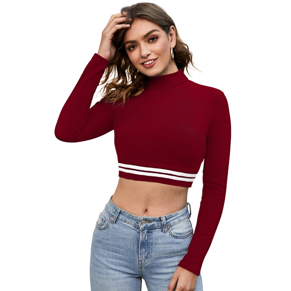 PKRKART Women's Western Wear Hosiery Crop-Top (Maroon)