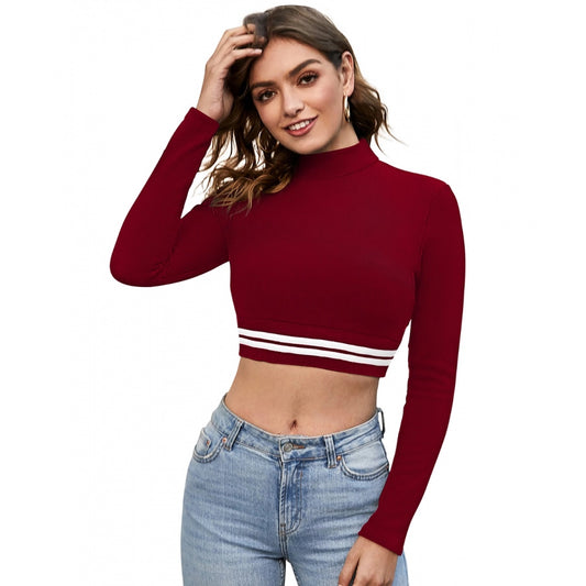 PKRKART Women's Western Wear Hosiery Crop-Top (Maroon)