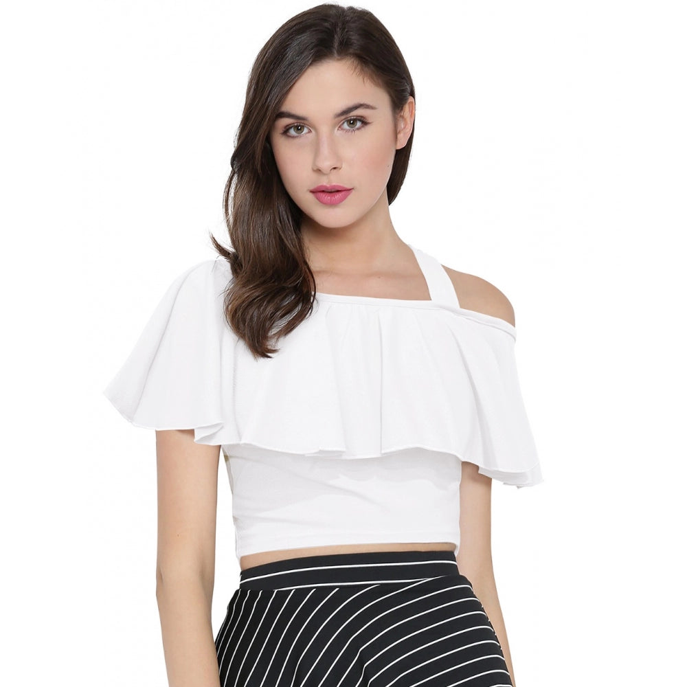 PKRKART Women's Western Wear Hosiery Crop Top (White)