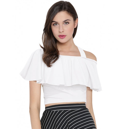 PKRKART Women's Western Wear Hosiery Crop Top (White)
