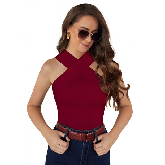 PKRKART Women's Western Wear Hosiery T Shirts (Maroon)