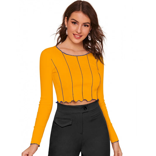 PKRKART Women's Western Wear Hosiery Crop Top (Yellow)