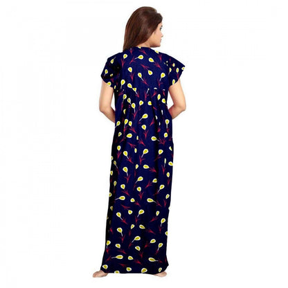 PKRKART Women's Cotton Printed Maxi Nighty (Purple)