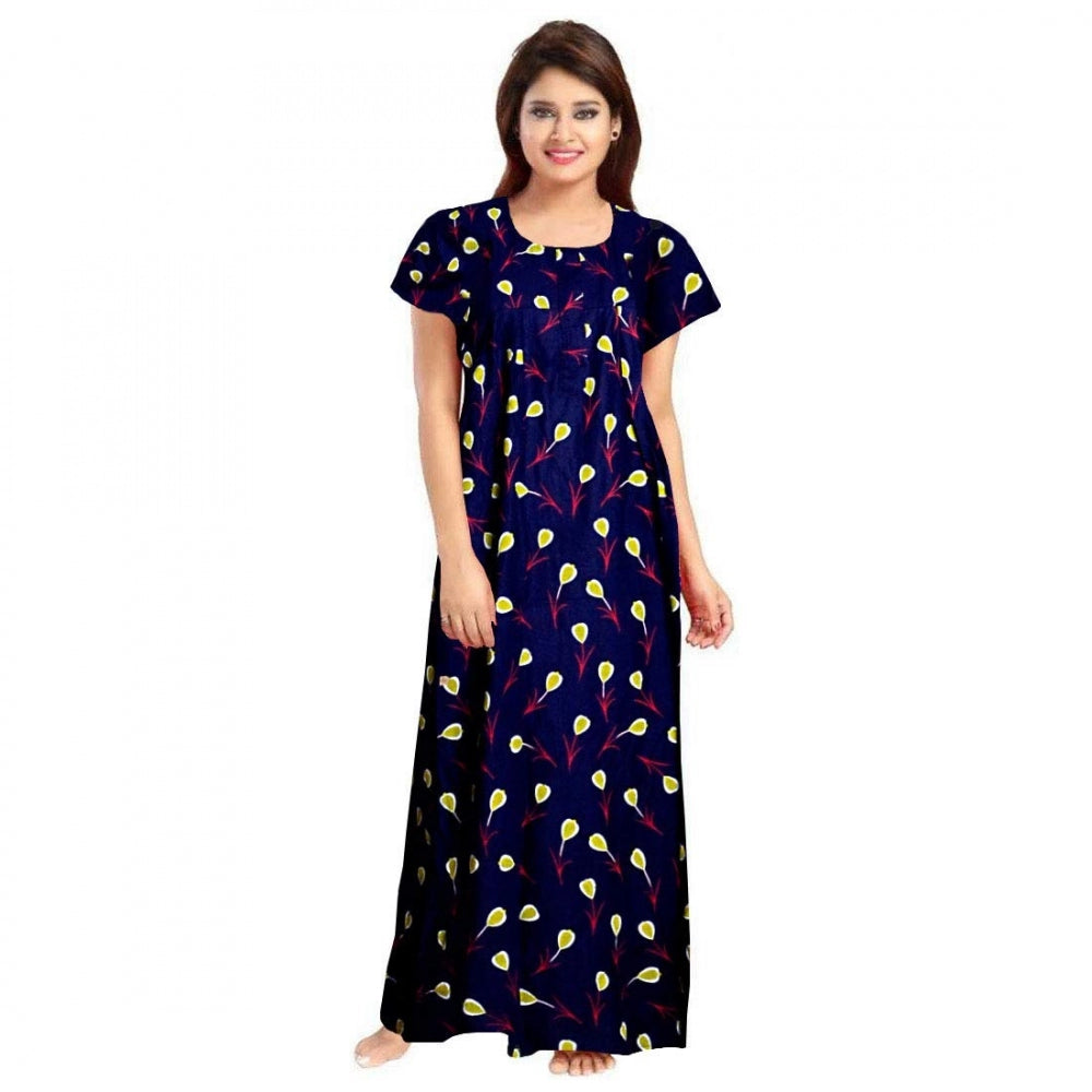 PKRKART Women's Cotton Printed Maxi Nighty (Purple)
