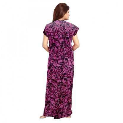 PKRKART Women's Cotton Printed Maxi Nighty (Wine)