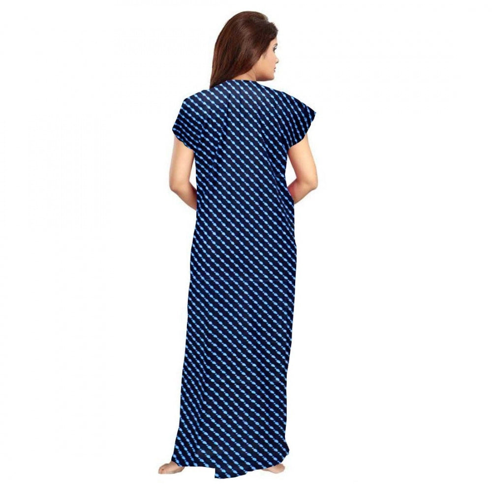 PKRKART Women's Cotton Printed Maxi Nighty (Blue)