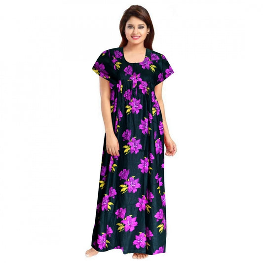 PKRKART Women's Cotton Printed Maxi Nighty (Pink)