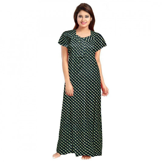 PKRKART Women's Cotton Printed Maxi Nighty (Green)