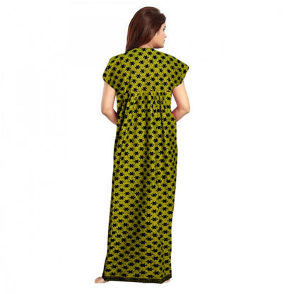 PKRKART Women's Cotton Printed Maxi Nighty (Green)
