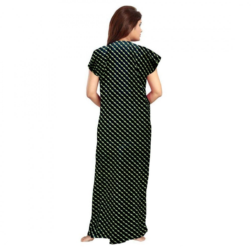 PKRKART Women's Cotton Printed Maxi Nighty (Green)