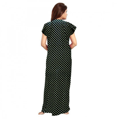 PKRKART Women's Cotton Printed Maxi Nighty (Green)