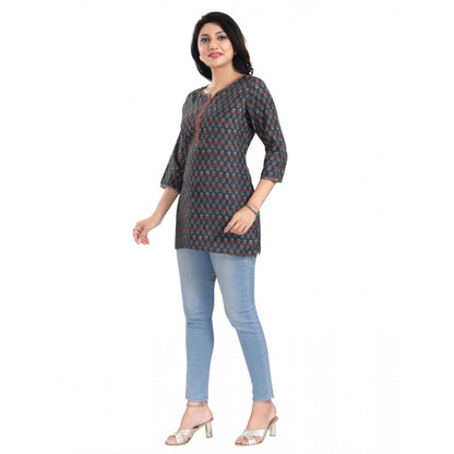 PKRKART Women's 3/4th Sleeve Viscose Blend Tunic Short Top (Blue)