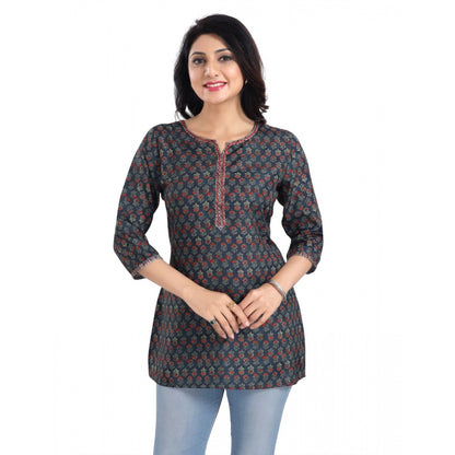PKRKART Women's 3/4th Sleeve Viscose Blend Tunic Short Top (Blue)