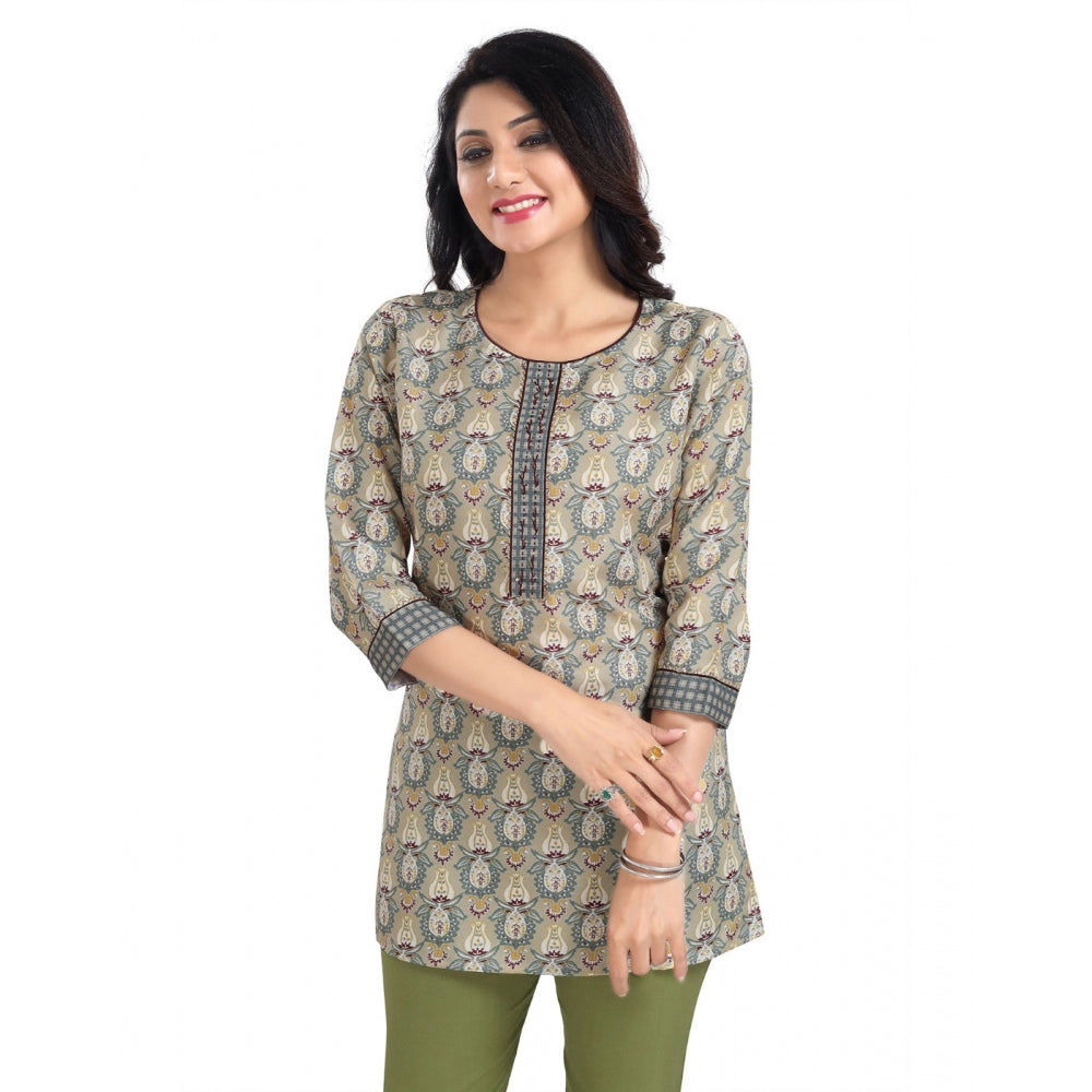 PKRKART Women's 3/4th Sleeve Viscose Blend Tunic Short Top (Multicolor)
