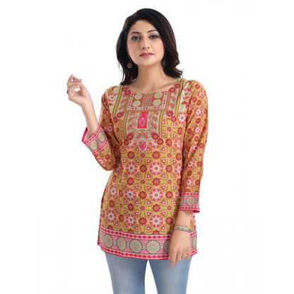 PKRKART Women's 3/4th Sleeve Faux Crepe Tunic Short Top (Multicolor)