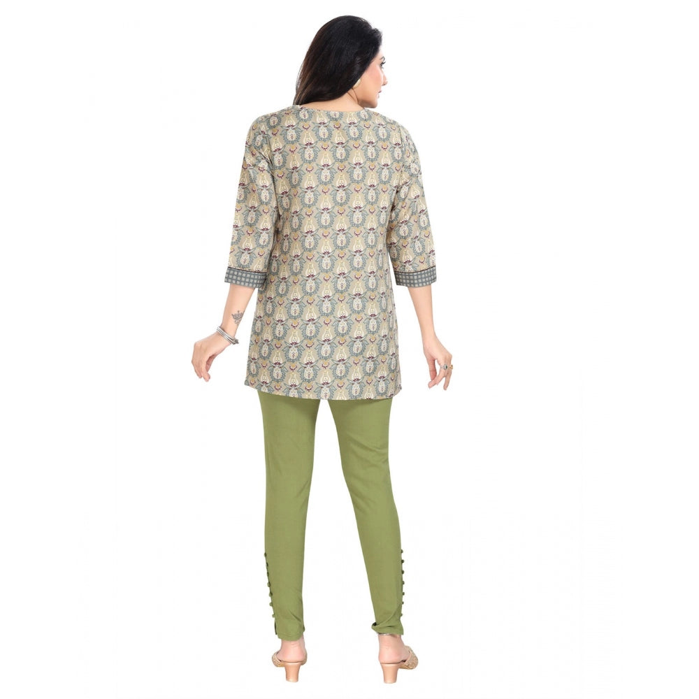 PKRKART Women's 3/4th Sleeve Viscose Blend Tunic Short Top (Multicolor)