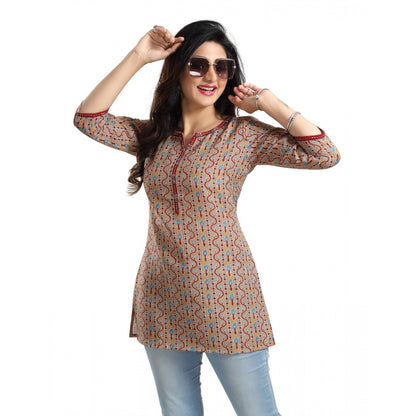 PKRKART Women's 3/4th Sleeve Viscose Blend Tunic Short Top (Multicolor)