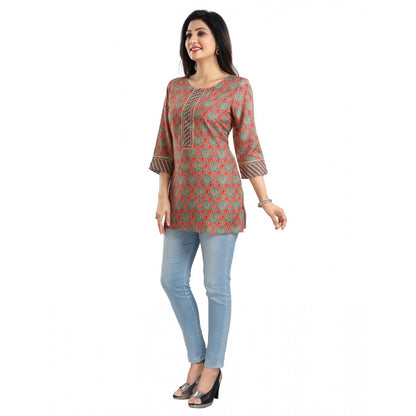 PKRKART Women's 3/4th Sleeve Viscose Blend Tunic Short Top (Multicolor)