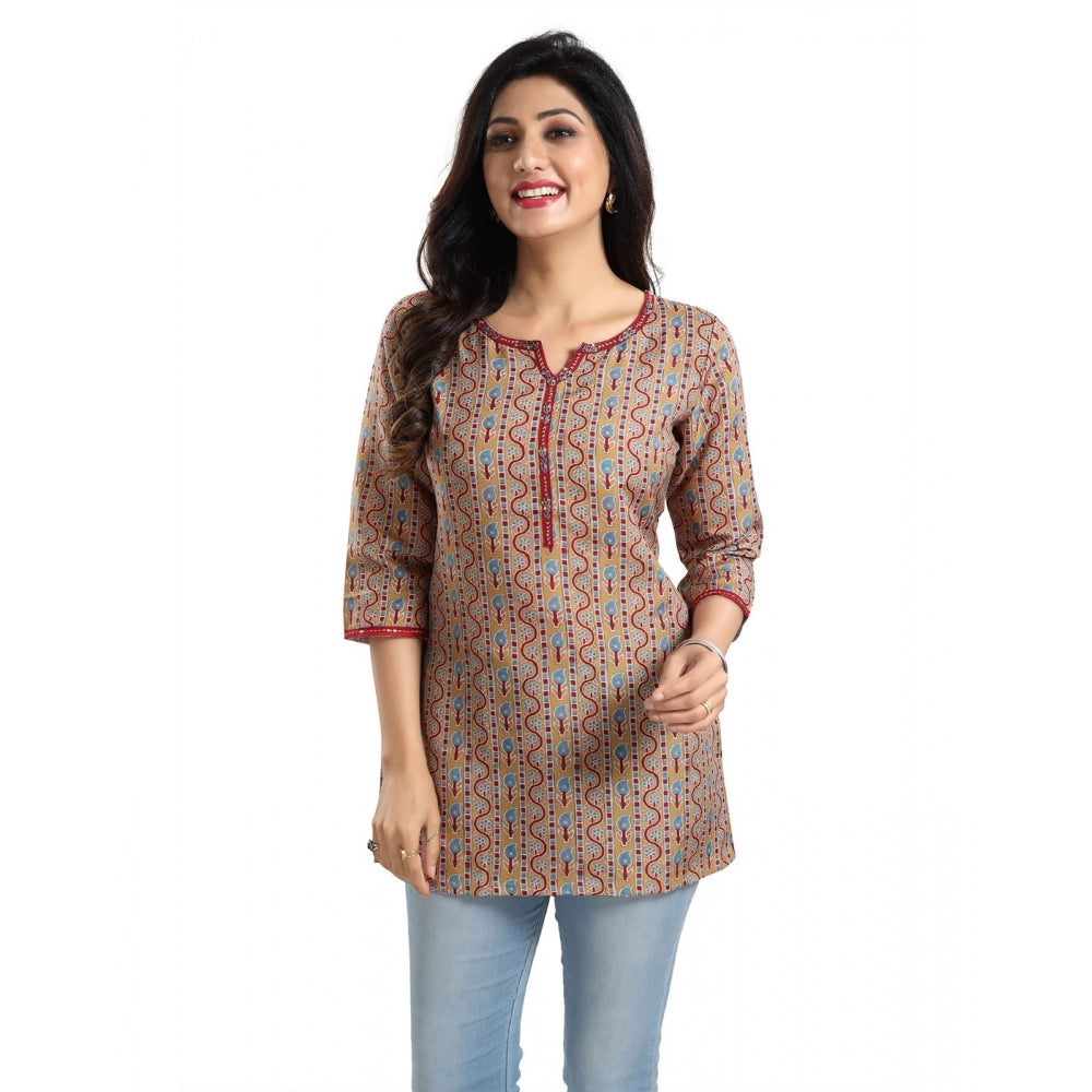 PKRKART Women's 3/4th Sleeve Viscose Blend Tunic Short Top (Multicolor)