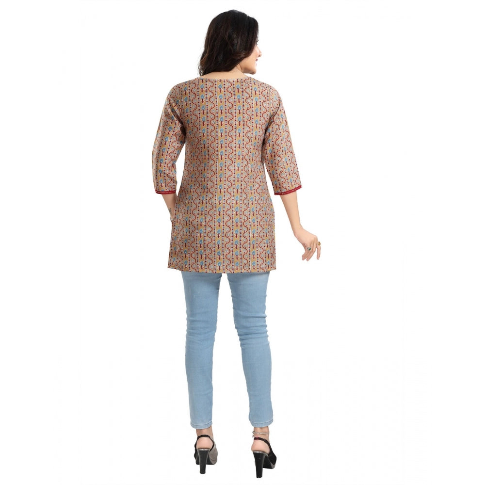 PKRKART Women's 3/4th Sleeve Viscose Blend Tunic Short Top (Multicolor)