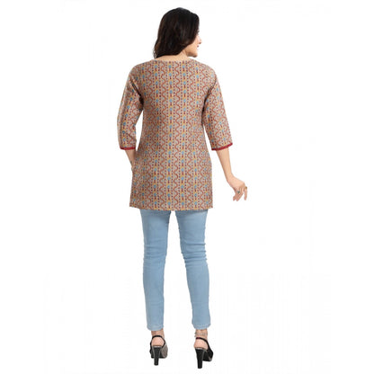 PKRKART Women's 3/4th Sleeve Viscose Blend Tunic Short Top (Multicolor)