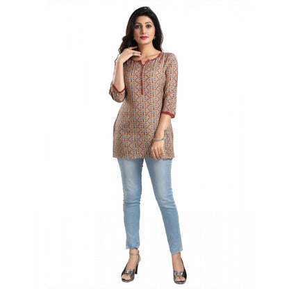 PKRKART Women's 3/4th Sleeve Viscose Blend Tunic Short Top (Multicolor)