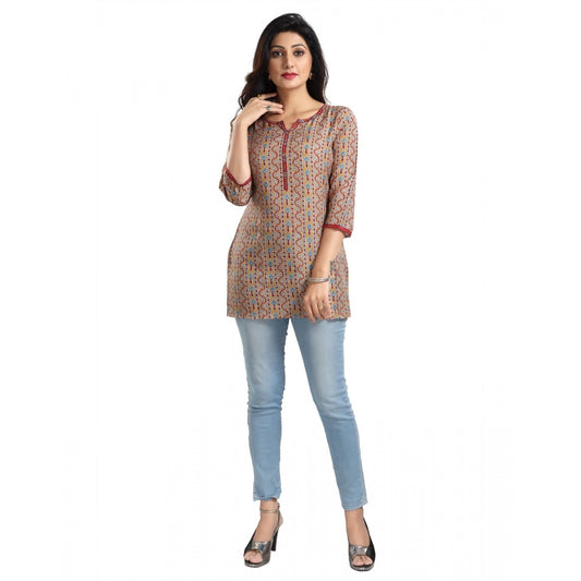 PKRKART Women's 3/4th Sleeve Viscose Blend Tunic Short Top (Multicolor)