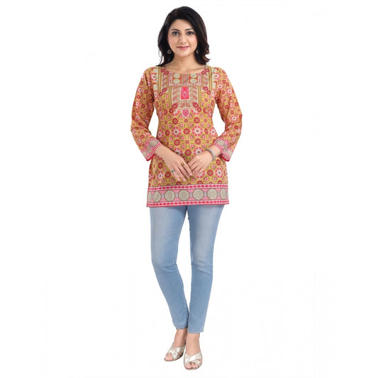 PKRKART Women's 3/4th Sleeve Faux Crepe Tunic Short Top (Multicolor)