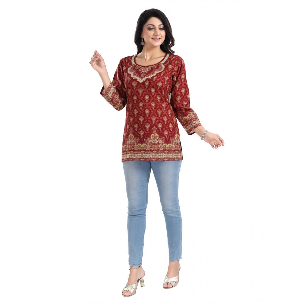 PKRKART Women's 3/4th Sleeve Summer Cool Tunic Short Top (Red)