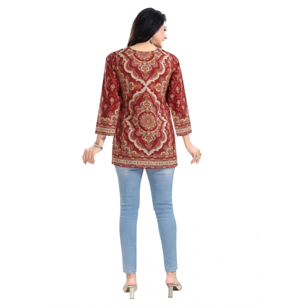 PKRKART Women's 3/4th Sleeve Summer Cool Tunic Short Top (Red)