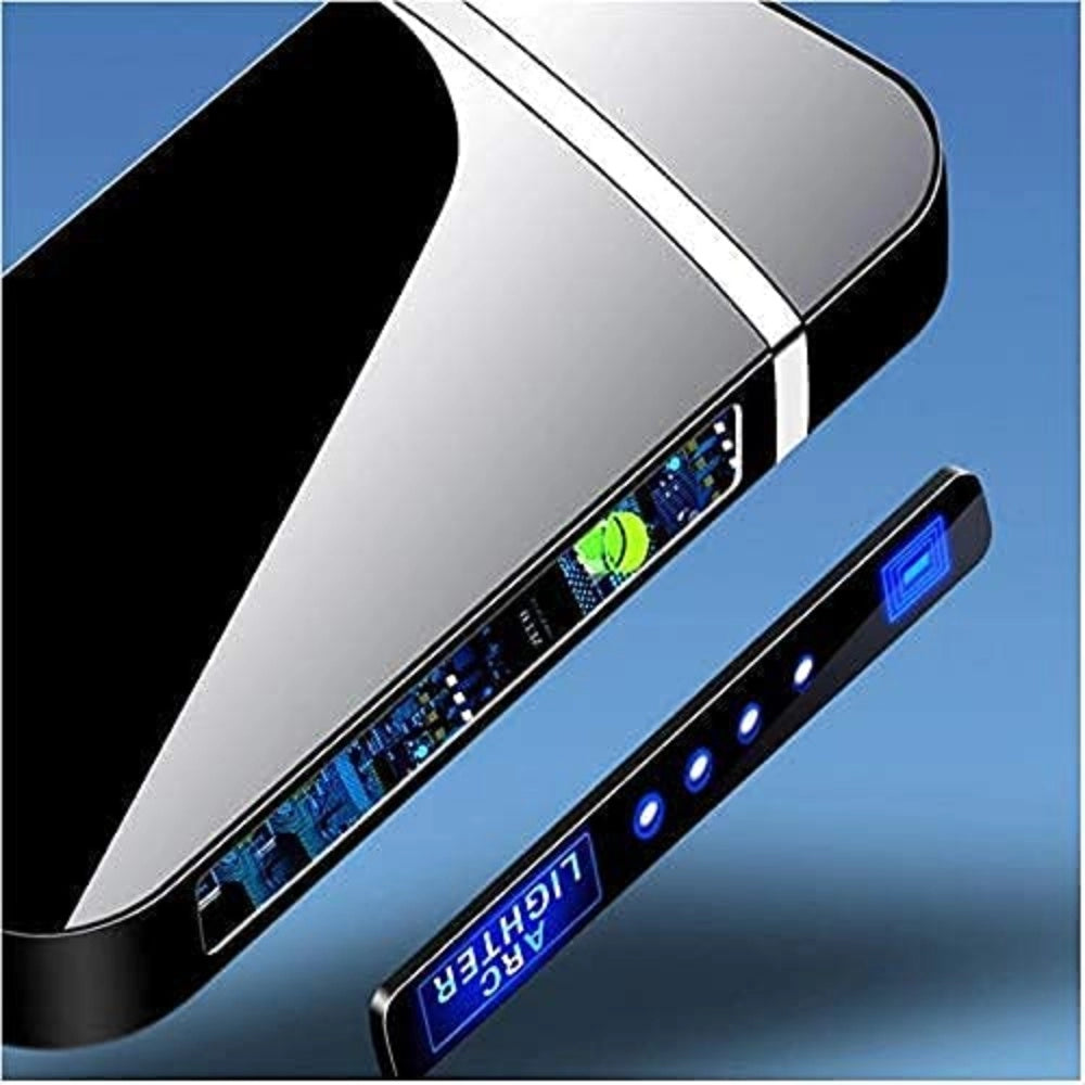 PKR Kart Arc Cigarette Lighter For Men Plasma Flameless Windproof Lighter With Battery Display Usb Rechargeable Lighter (Black)