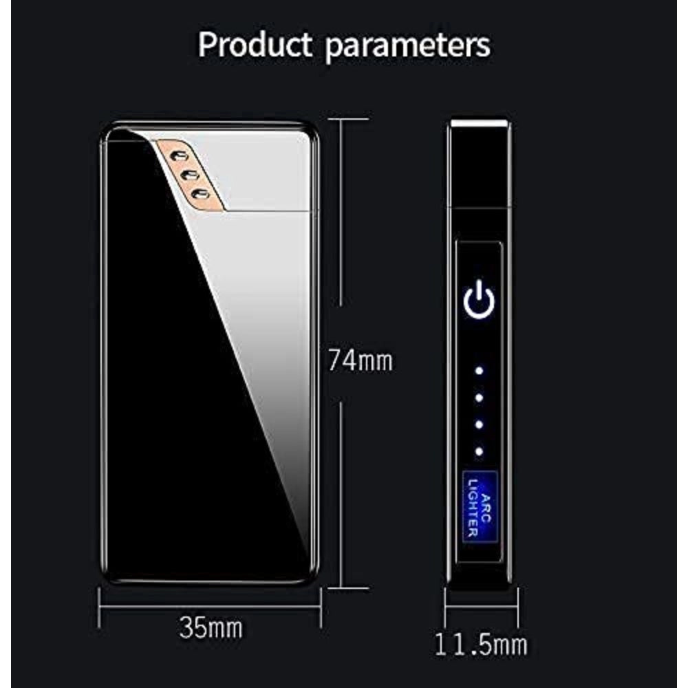 PKR Kart Arc Cigarette Lighter For Men Plasma Flameless Windproof Lighter With Battery Display Usb Rechargeable Lighter (Black)