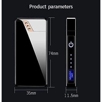 PKR Kart Arc Cigarette Lighter For Men Plasma Flameless Windproof Lighter With Battery Display Usb Rechargeable Lighter (Black)