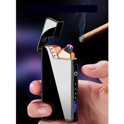 PKR Kart Arc Cigarette Lighter For Men Plasma Flameless Windproof Lighter With Battery Display Usb Rechargeable Lighter (Black)