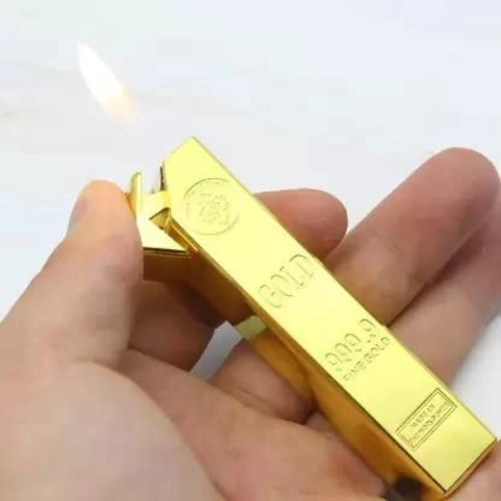 PKR Kart 24 Karat Gold Bar Long Refillable Lighter (Gold)
