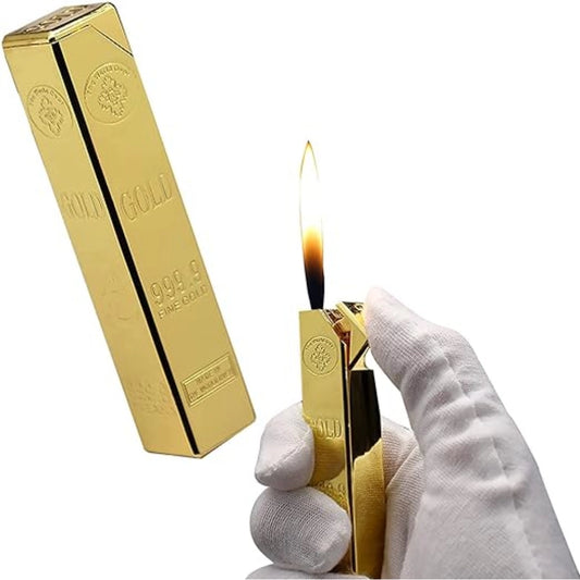 PKR Kart 24 Karat Gold Bar Long Refillable Lighter (Gold)