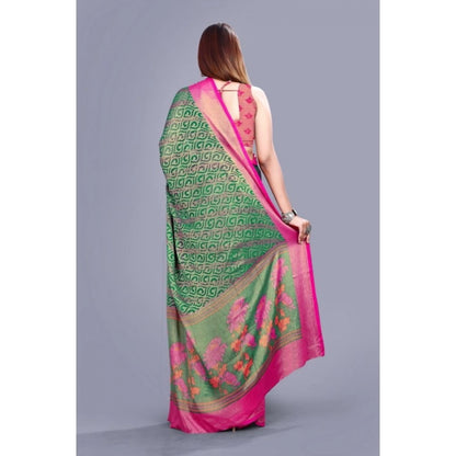 pkrkart Women's Viscose Rayon Printed Saree With Unstitched Blouse (Rama)