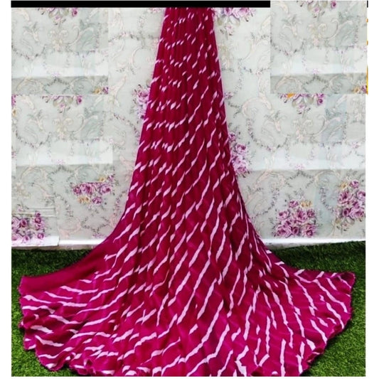 pkrkart Women's Georgette Printed Saree With Unstitched Blouse (Pink)