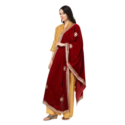 pkrkart Women's Velvet Gotta Patti Dupatta (Maroon, Length: 2.25 to 2.50 Mtr)