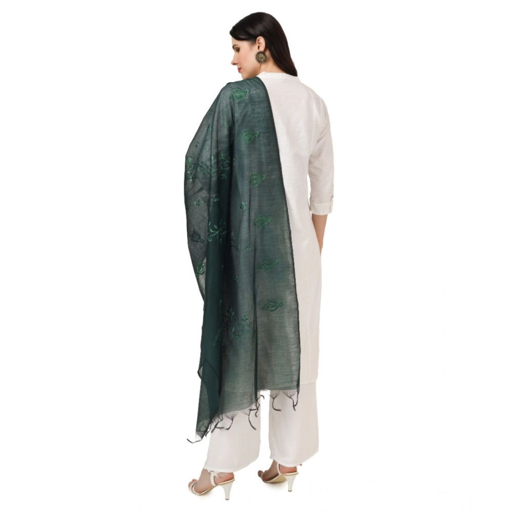 pkrkart Women's Cotton Embroidered Dupatta (Green, Length: 2.25 to 2.50 Mtr)