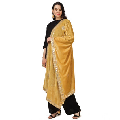 pkrkart Women's Velvet Gotta Patti Dupatta (Yellow, Length: 2.25 to 2.50 Mtr)