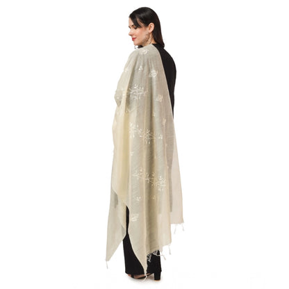 pkrkart Women's Cotton Embroidered Dupatta (Off-White, Length: 2.25 to 2.50 Mtr)