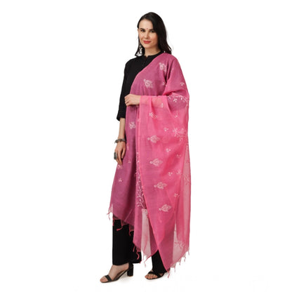 pkrkart Women's Cotton Embroidered Dupatta (Pink, Length: 2.25 to 2.50 Mtr)