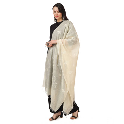 pkrkart Women's Cotton Embroidered Dupatta (Off-White, Length: 2.25 to 2.50 Mtr)
