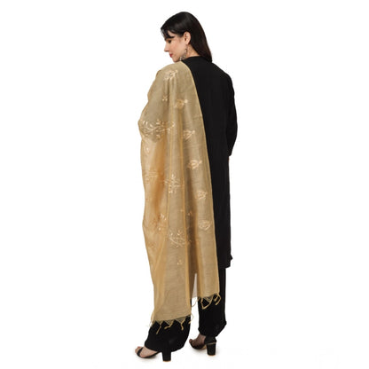 pkrkart Women's Cotton Embroidered Dupatta (Gold, Length: 2.25 to 2.50 Mtr)