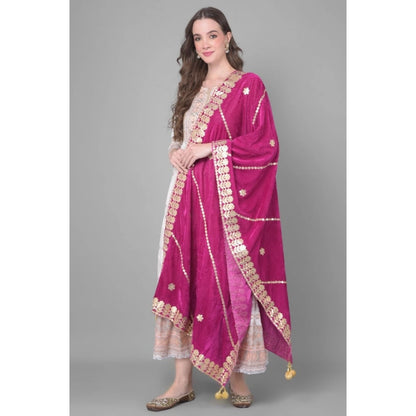 pkrkart Women's Velvet Gotta Patti Dupatta (Purple, Length: 2.25 to 2.50 Mtr)