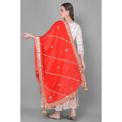 pkrkart Women's Velvet Gotta Patti Dupatta (Red, Length: 2.25 to 2.50 Mtr)