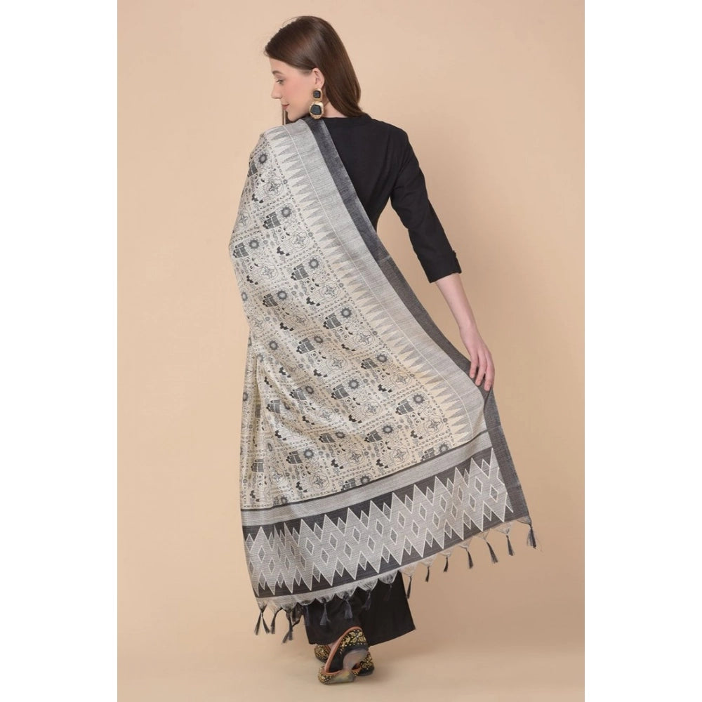 pkrkart Women's Art Silk Printed Dupatta (Black, Length: 2.25 to 2.50 Mtr)