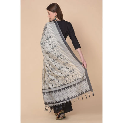 pkrkart Women's Art Silk Printed Dupatta (Black, Length: 2.25 to 2.50 Mtr)
