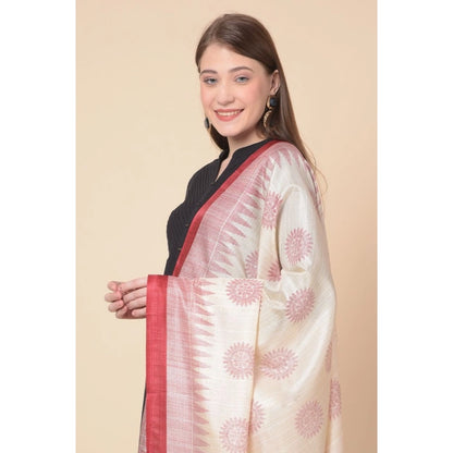 pkrkart Women's Art Silk Printed Dupatta (Maroon, Length: 2.25 to 2.50 Mtr)